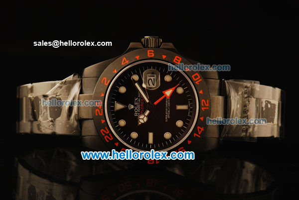 Rolex Explorer Automatic Full Steel with Black Dial and Red Outer Markers -ETA Coating - Click Image to Close